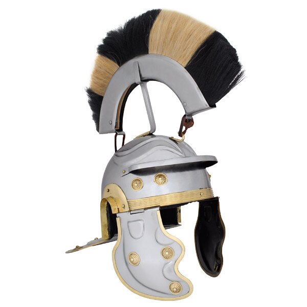 He�m Rzymski Roman Gallic Helmet, Black and White Crest